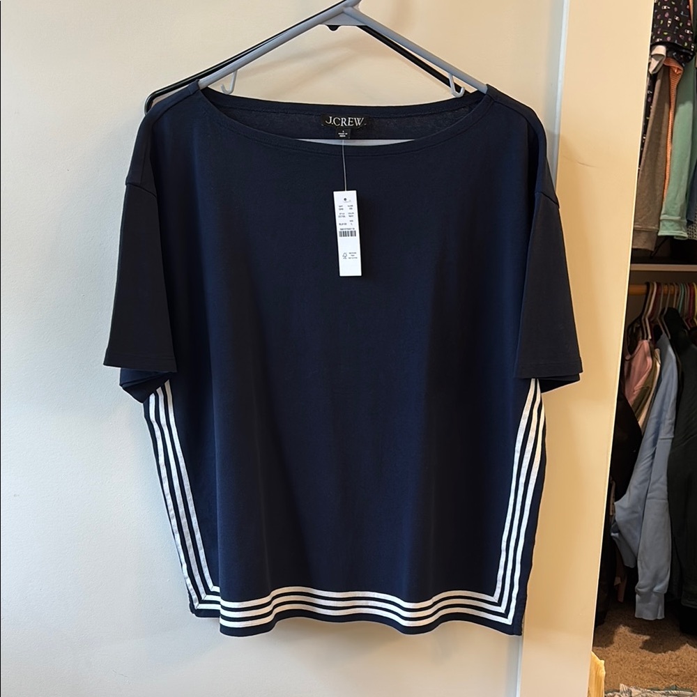 J. Crew Blue and Cream Boxy T-Shirt
